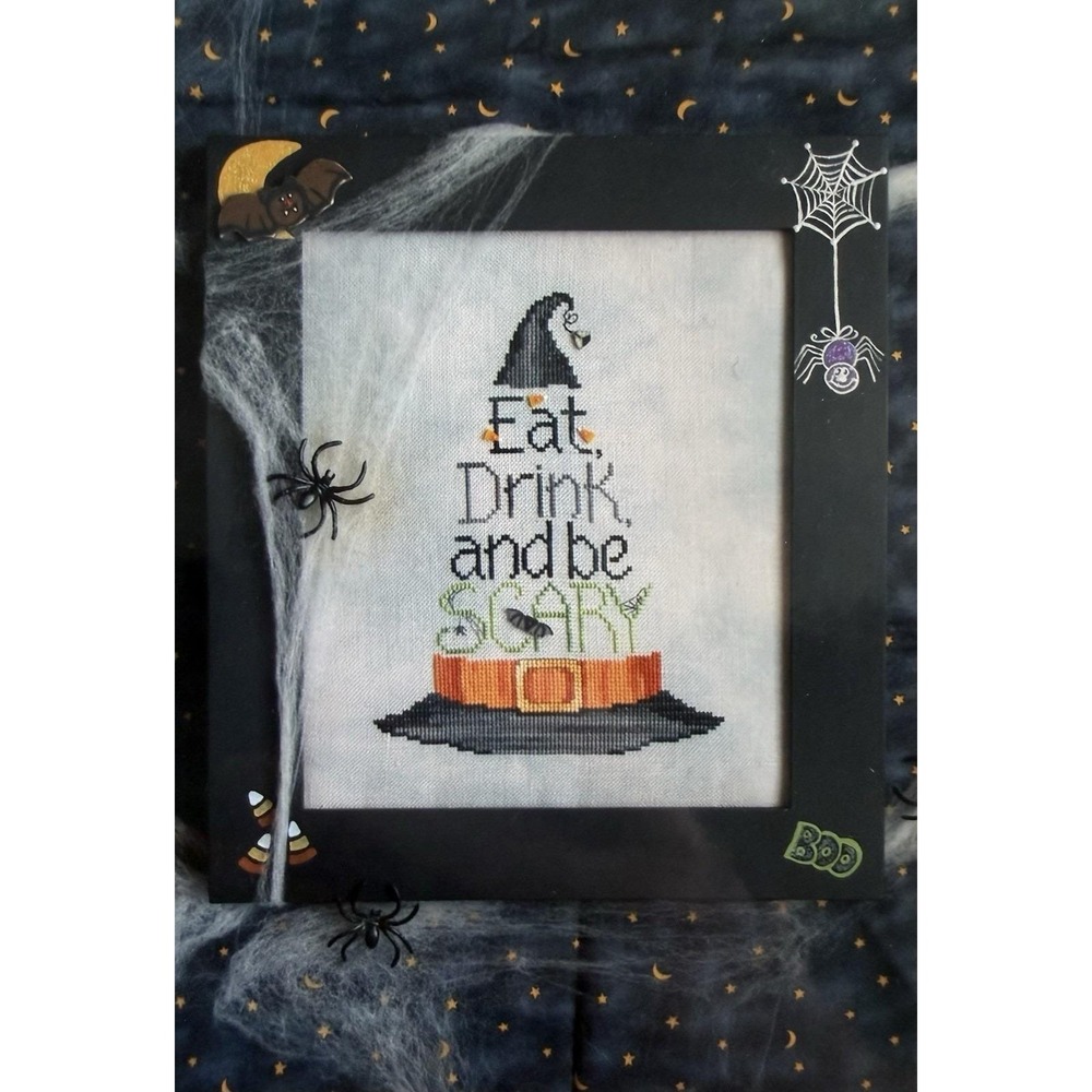 Waxing Moon-Lite! Designs Halloween Cross Stitch Pattern ~ Eat, Drink & Be Scary